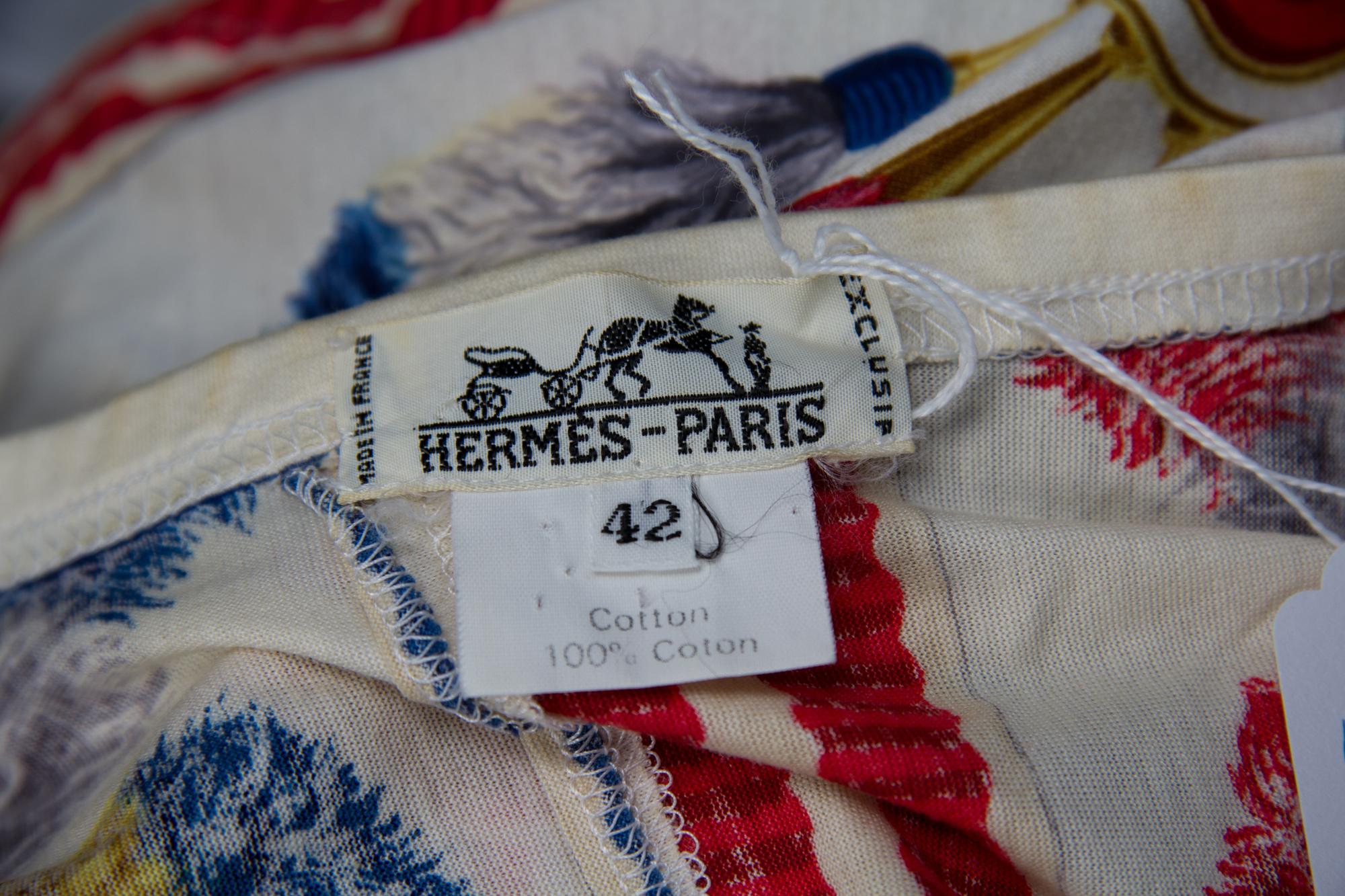 An Hermes Multicolor Cotton Tunic, Size 42.