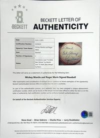 A Mickey Mantle and Roger Maris Dual Signed Autograph Baseball (Beckett Authentication Services)