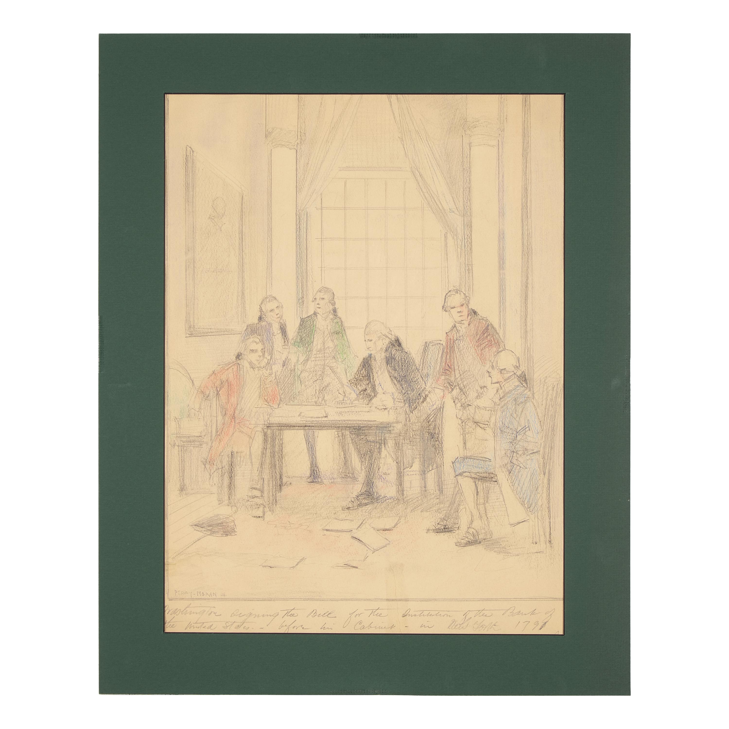 Edward Percy Moran (1862-1935) — Four Works: Studies of Early American Historical Events