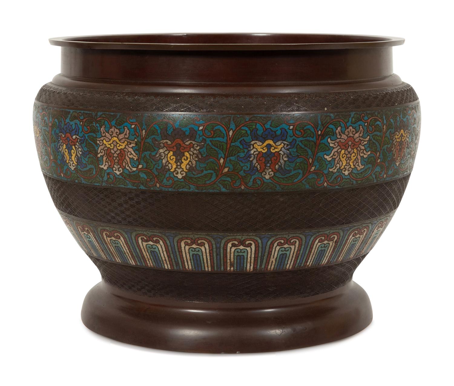 A Chinese Champlevé Bronze Jardinière
