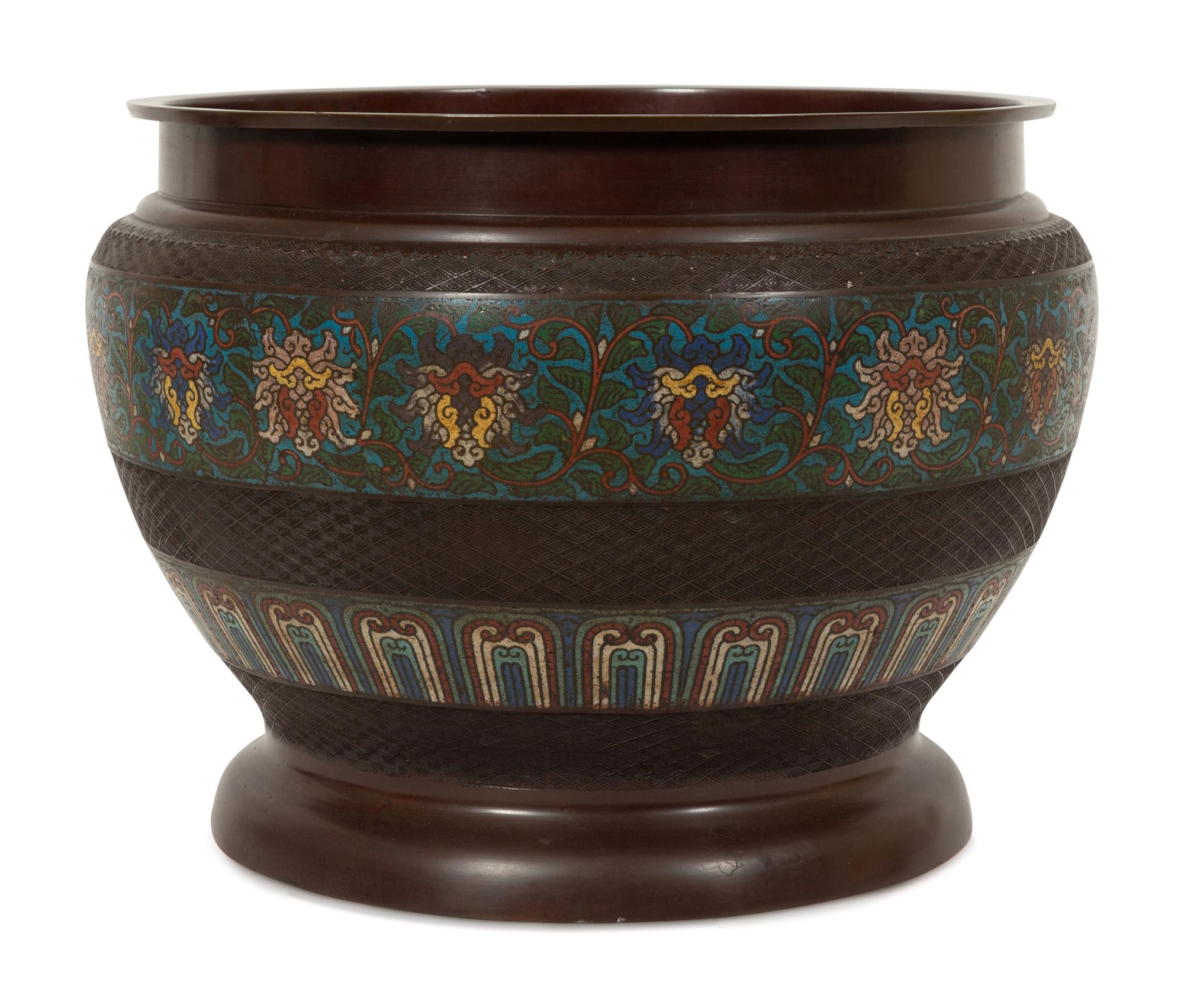 A Chinese Champlevé Bronze Jardinière