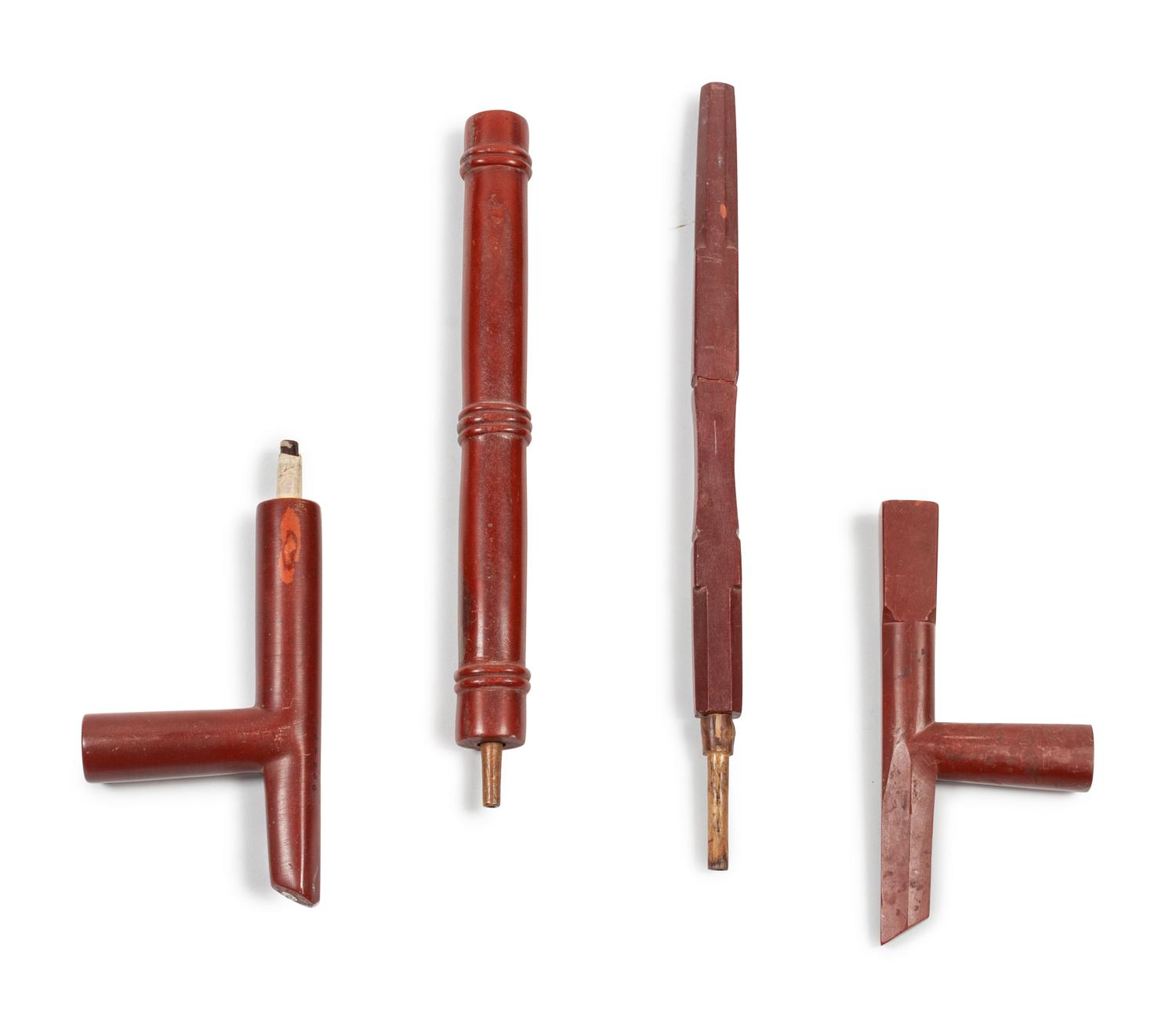 Western Great Lakes Catlinite Pipe Bowls and Stems, Group of Two