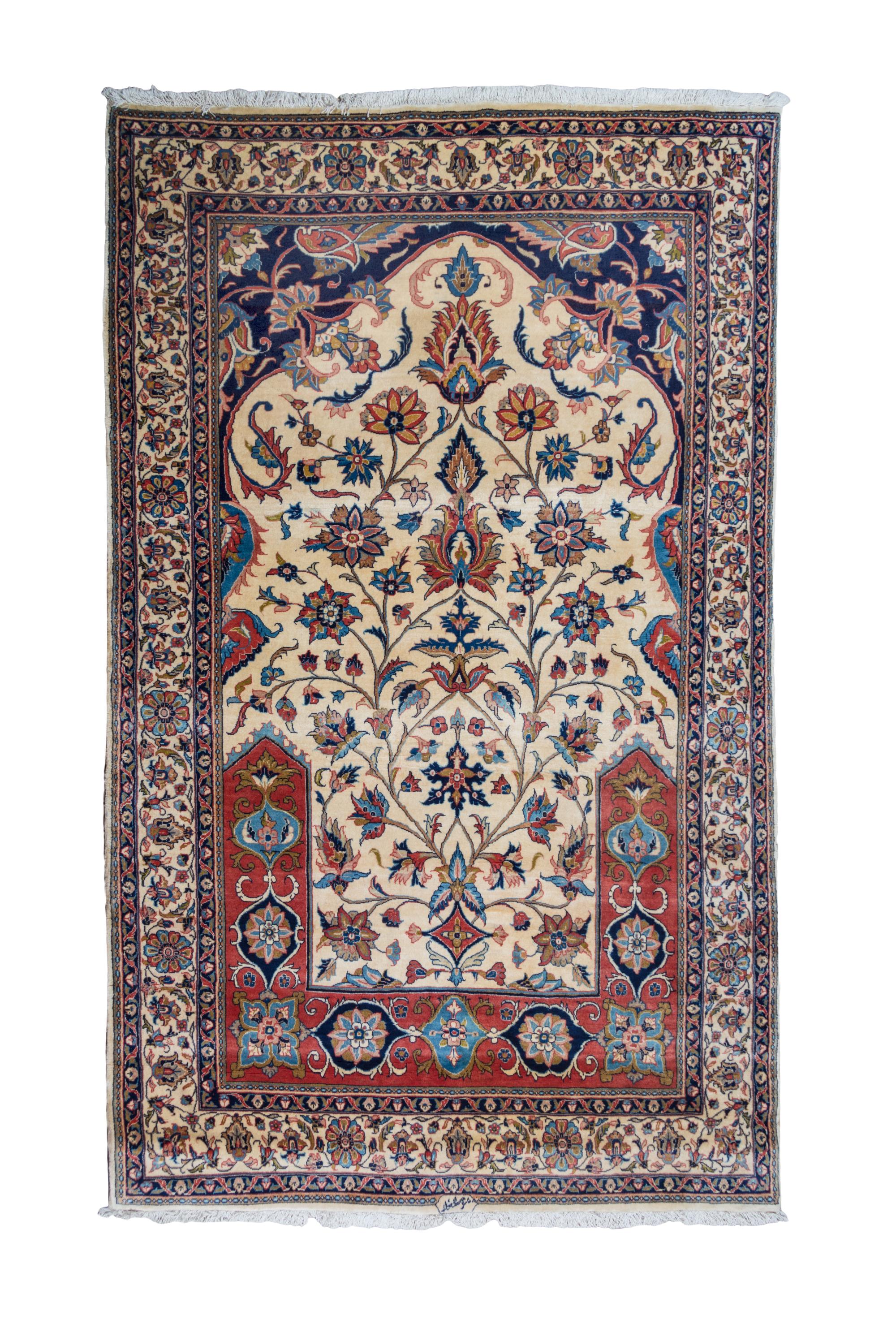 An Isfahan Wool Rug 8 feet x 5 feet.