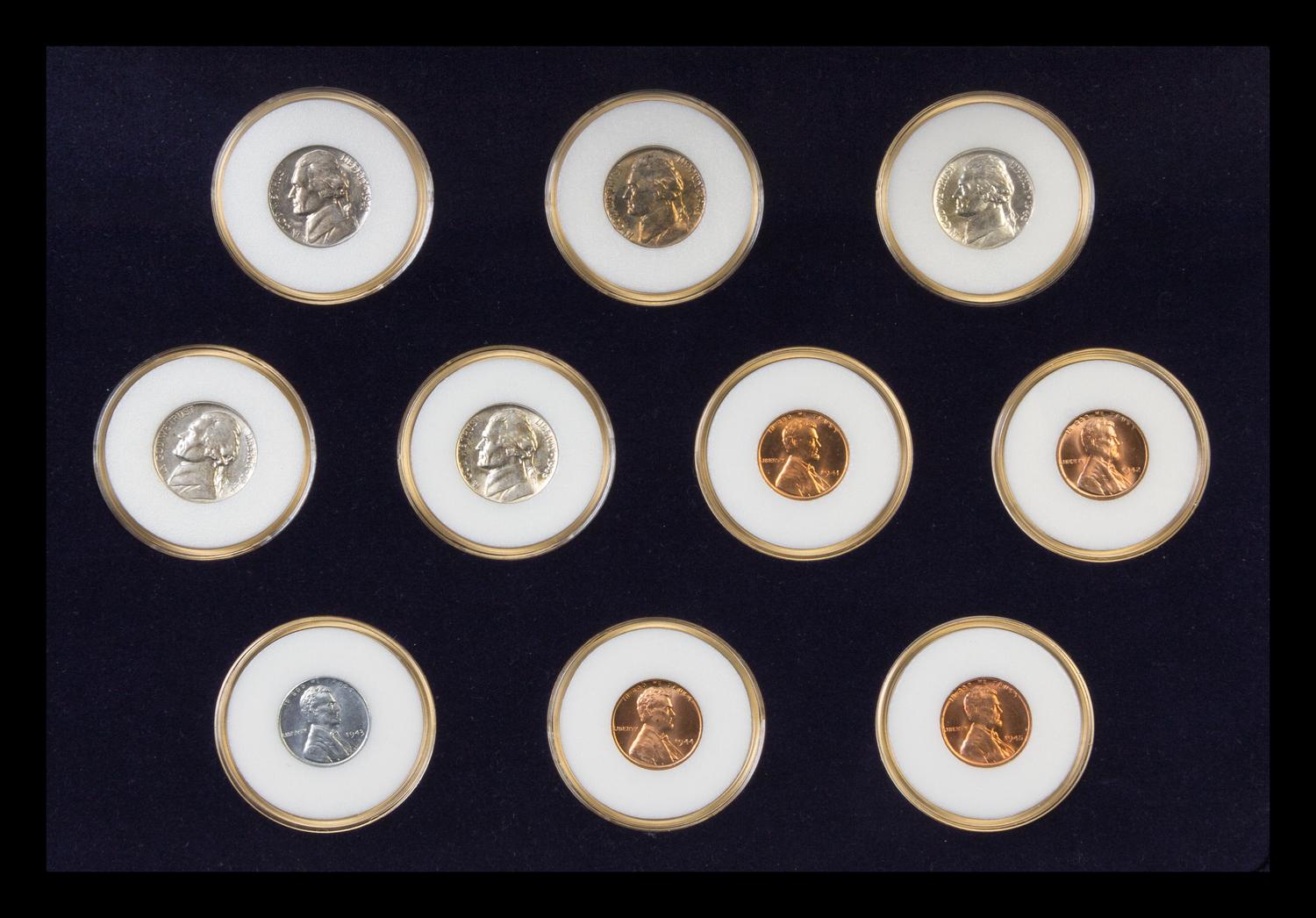 Two Sets of World War II Era Five-Coin Mint Sets — 1941-1945