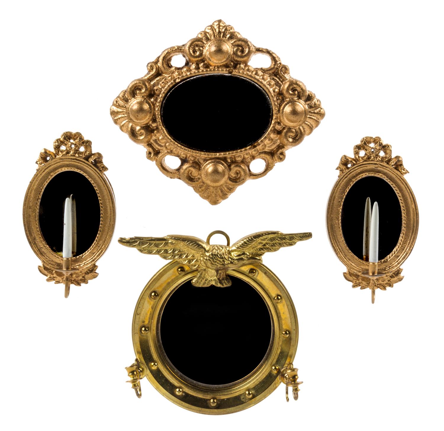 A Group of Four Mirrors Height of first 2 inches.