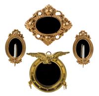 A Group of Four Mirrors Height of first 2 inches.