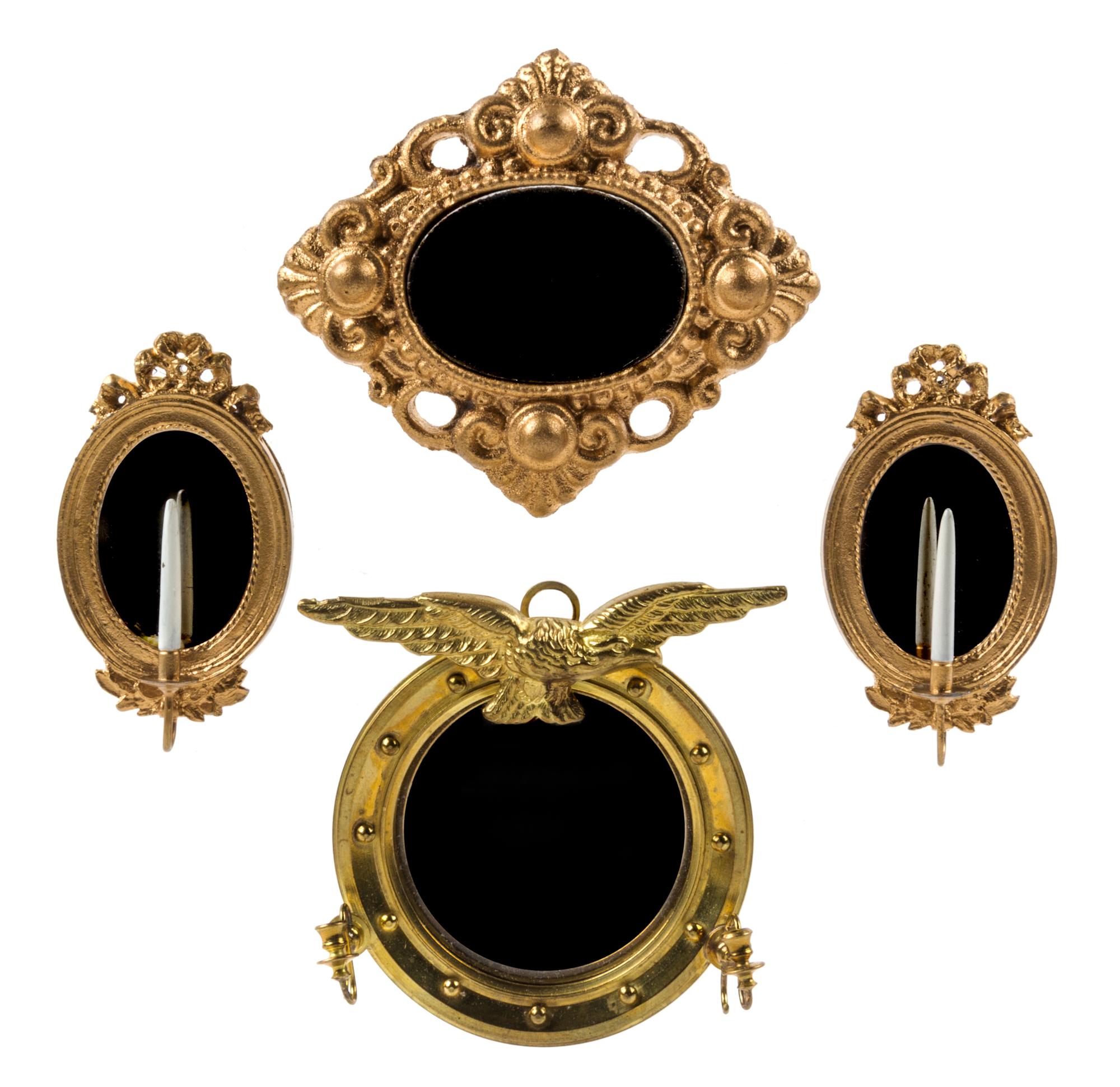 A Group of Four Mirrors Height of first 2 inches.