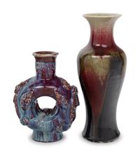 Two Chinese Flambé Glazed Porcelain Vases
