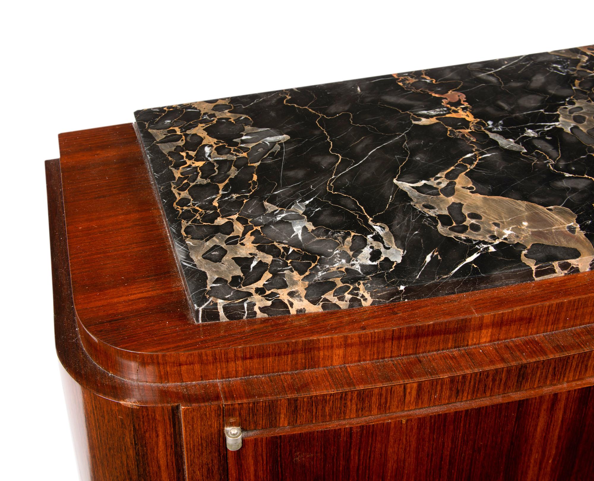 An Art Deco Rosewood Marble-Top Cabinet