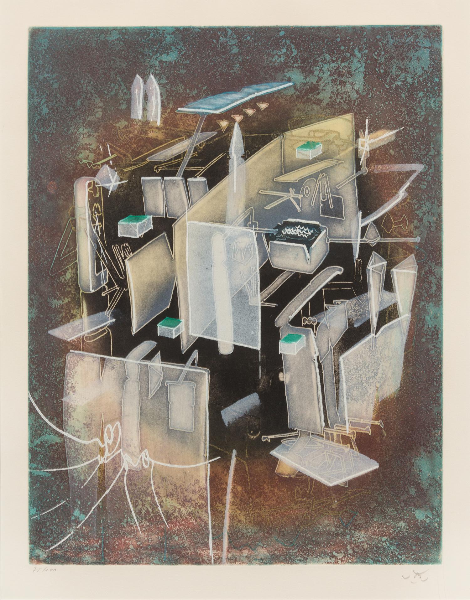 Roberto Matta, (Chilean, 1911-2002), Untitled (three plates from Hom'mere III, L'Ergonaute), 1977-76