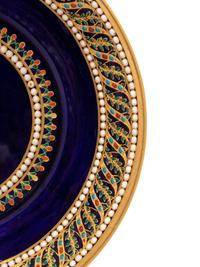 A Sèvres Partially Beau Bleu Jewelled Porcelain Coffee Can and Saucer ( Gobelet 'Litron' et sa Soucoupe, 1ère Grandeur )