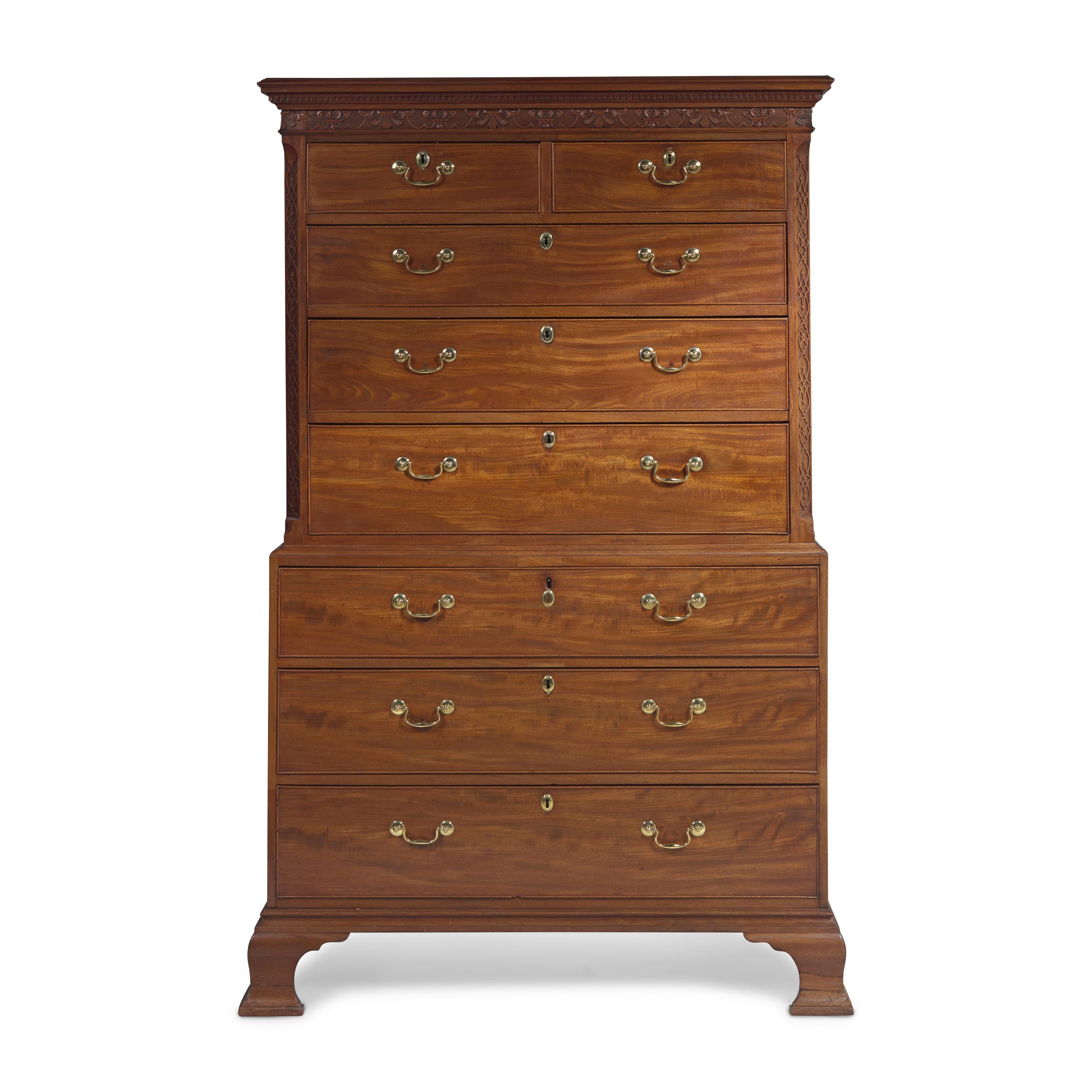 A George III Carved Mahogany Chest-On-Chest