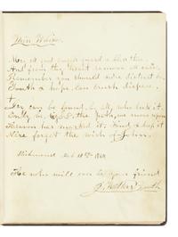 BOOTH, John Wilkes (1838-1865). Autograph manuscript, signed ("J. Wilkes Booth"), 18 February 1860. [Inscribed in a Forget-Me-Not Album].