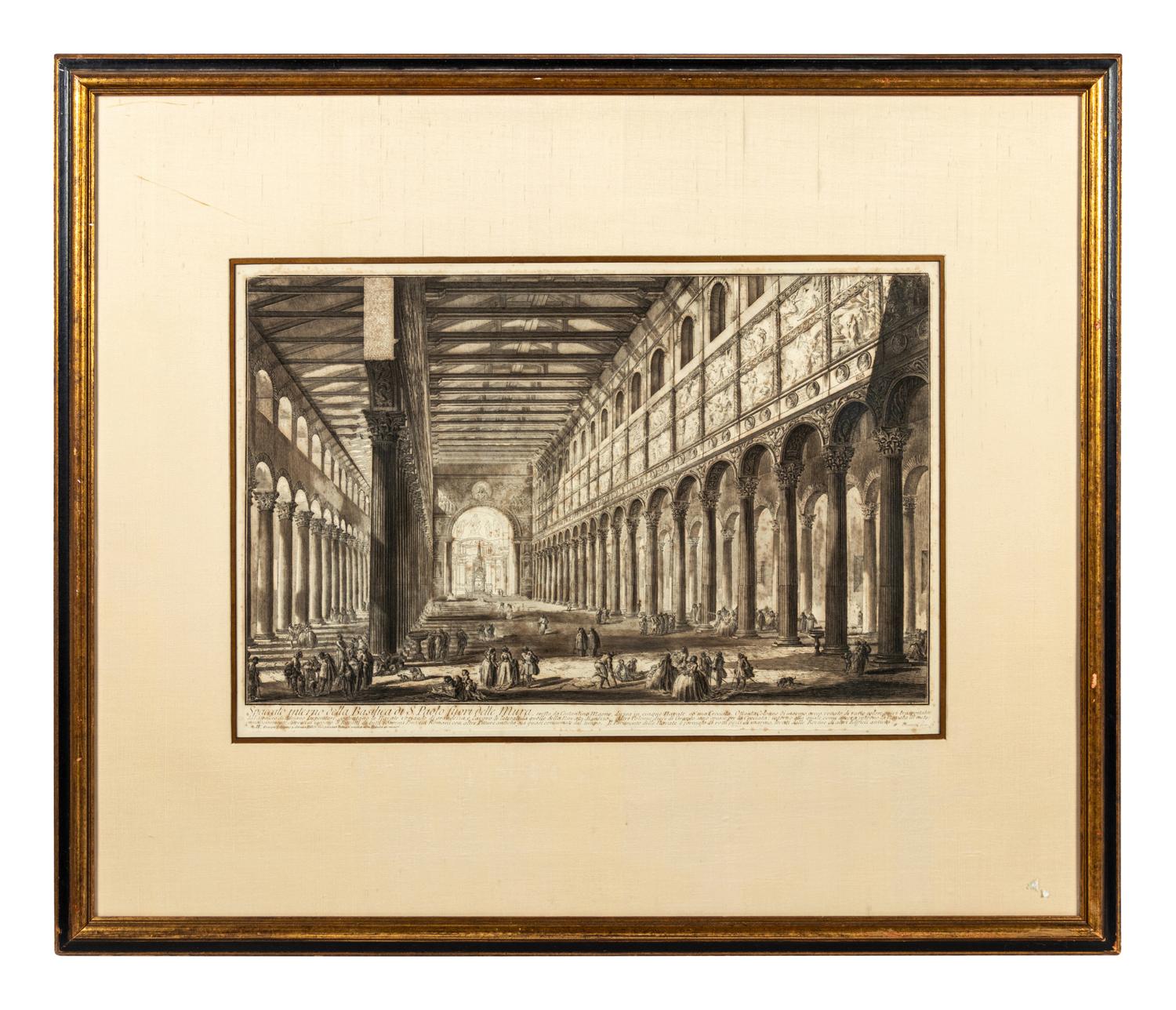 Two Plates from Le Vedute di Roma ( Spaccato interno della Basilica di S. Paolo fuori delle Mura and Dieta...Villa Adriana )