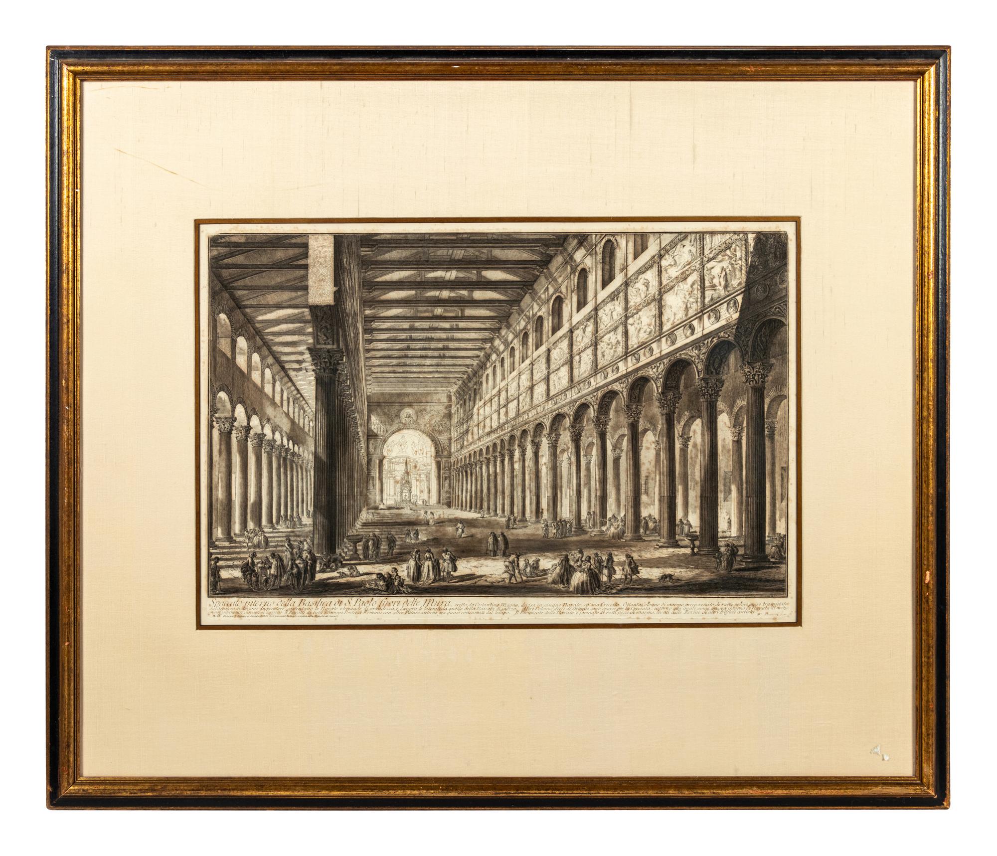 Two Plates from Le Vedute di Roma ( Spaccato interno della Basilica di S. Paolo fuori delle Mura and Dieta...Villa Adriana )
