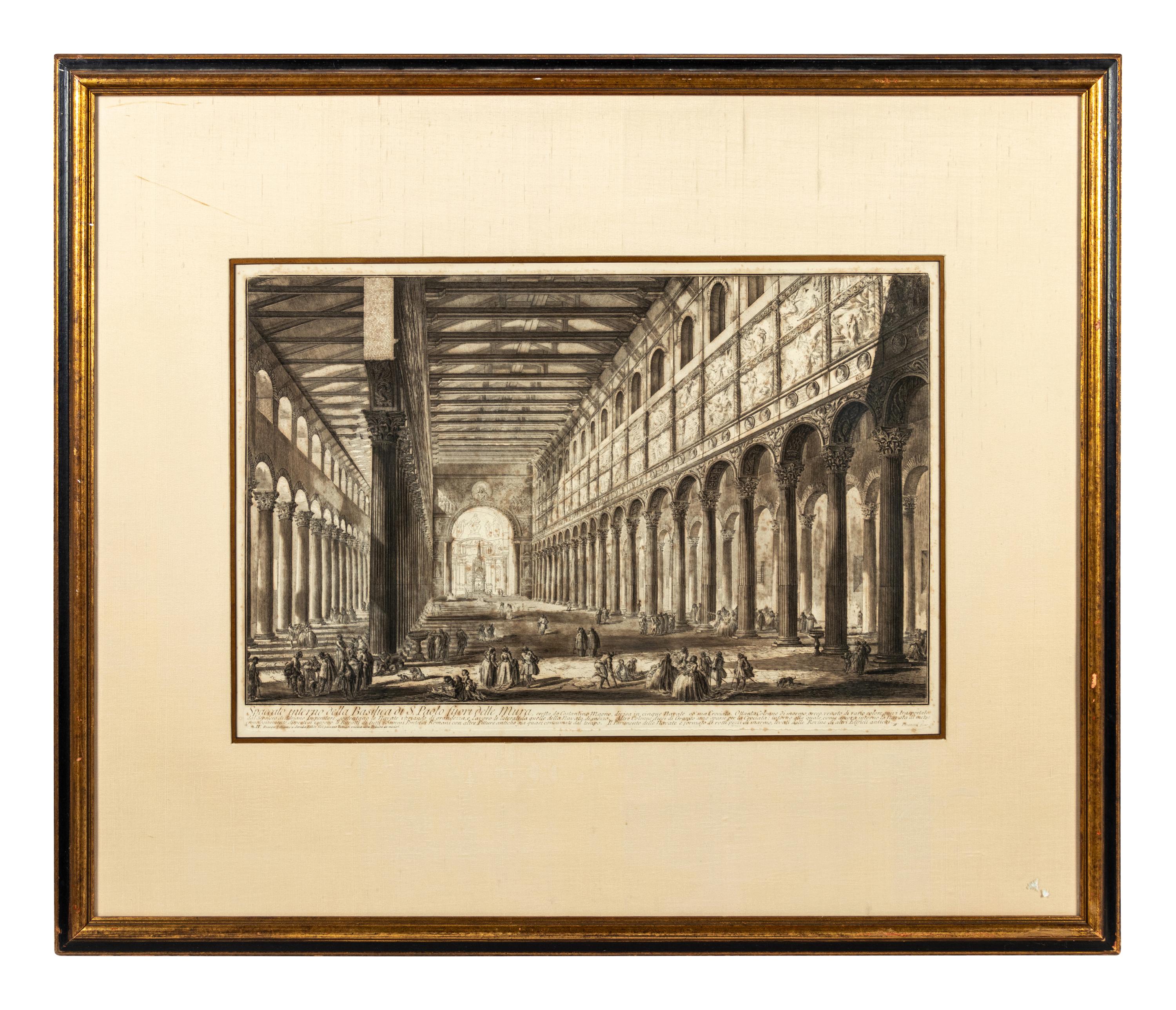 Two Plates from Le Vedute di Roma ( Spaccato interno della Basilica di S. Paolo fuori delle Mura and Dieta...Villa Adriana )
