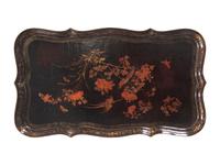 A Chinese Export Lacquer Tray on a Later Stand