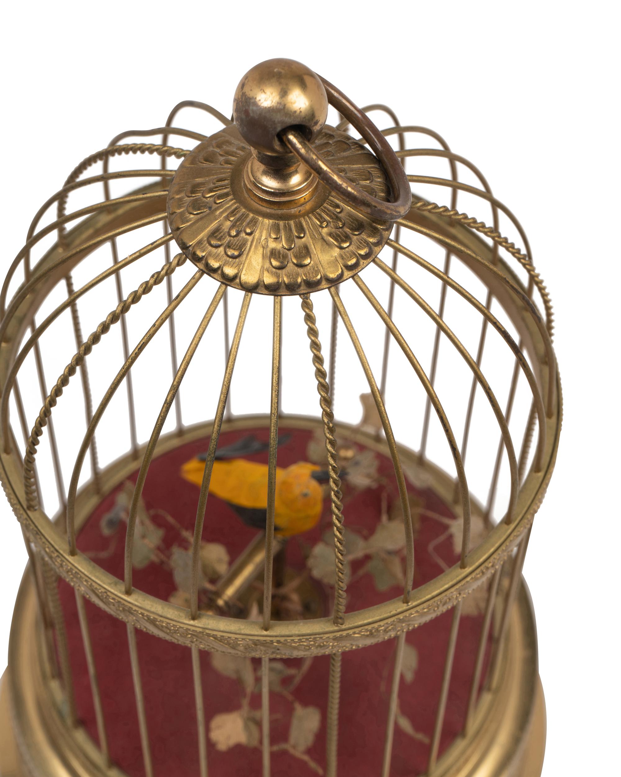 A Gilt Metal Singing Bird in Cage Automaton by Karl Griesbaum Workshop