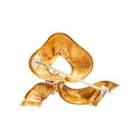 YELLOW GOLD AND MULTIGEM RIBBON BROOCH