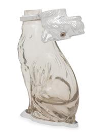 A Silver-Plate and Glass Dog Decanter
