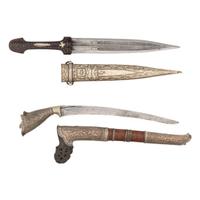 Lot of Silver Mounted Daggers Including: Caucasian Kindjal and Malayan Bade Bade