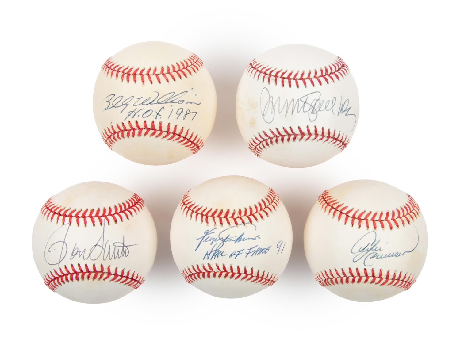 A Collection of Chicago Cubs Hall of Fame Single Signed Autograph Baseballs (JSA)