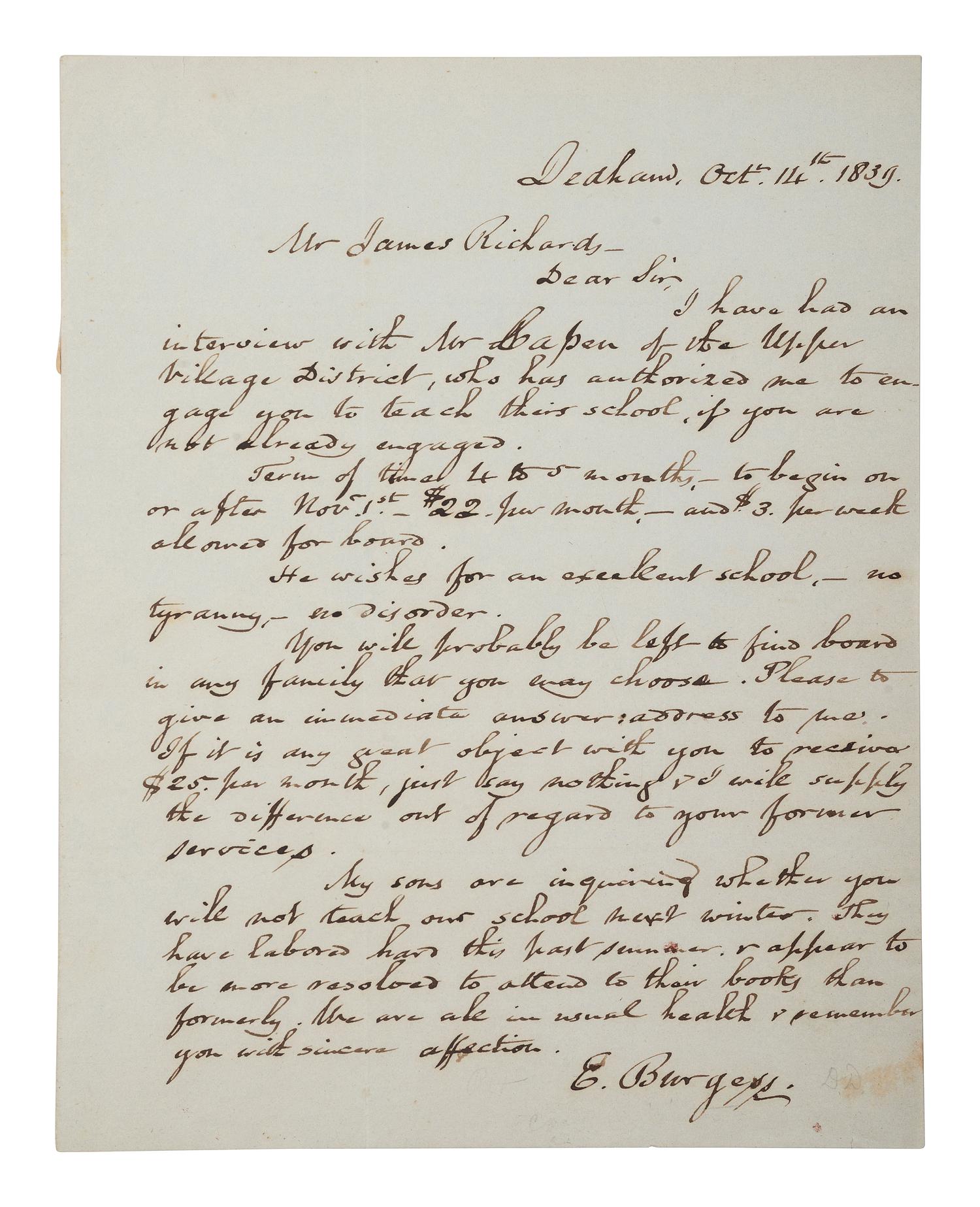 [AMERICAN COLONIZATION SOCIETY]. A group of 3 items related to American Colonization Society agents Ebenezer BURGESS and David CHRISTY. Ca 1830s.