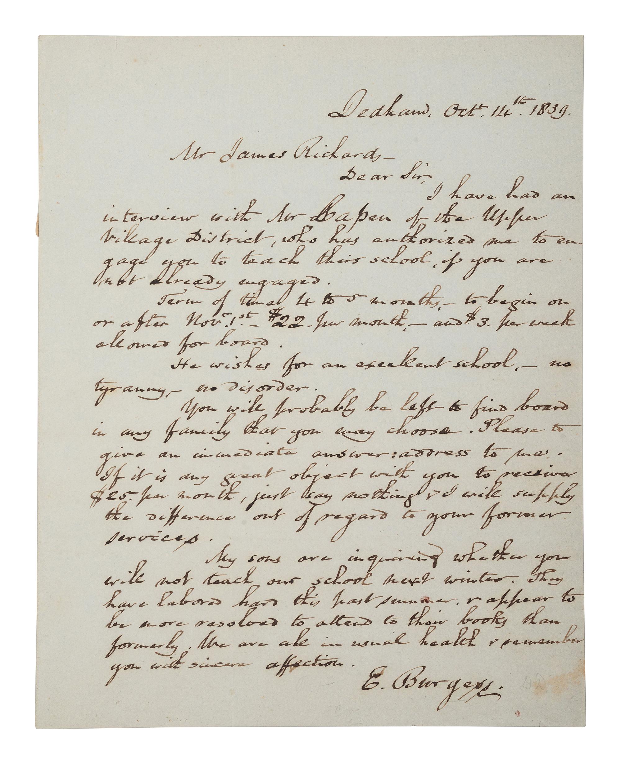 [AMERICAN COLONIZATION SOCIETY]. A group of 3 items related to American Colonization Society agents Ebenezer BURGESS and David CHRISTY. Ca 1830s.