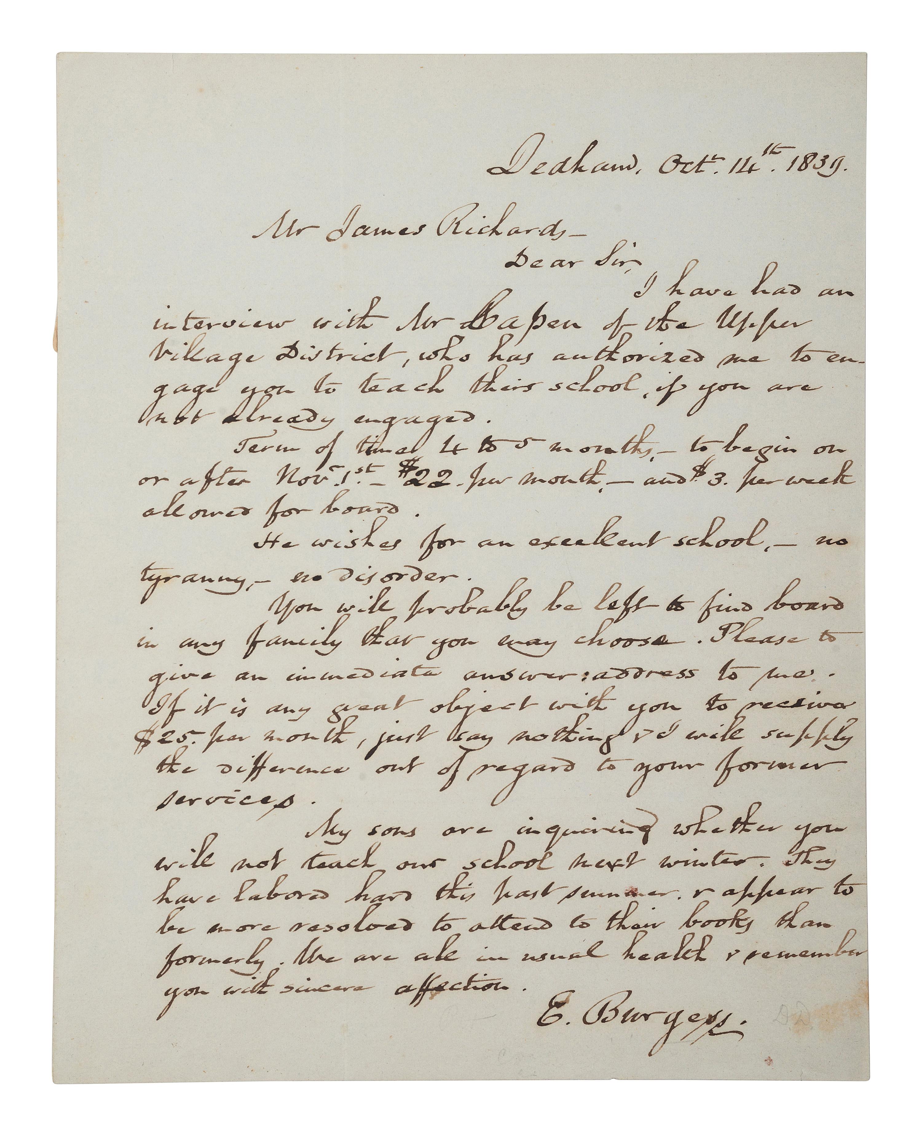 [AMERICAN COLONIZATION SOCIETY]. A group of 3 items related to American Colonization Society agents Ebenezer BURGESS and David CHRISTY. Ca 1830s.