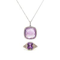 Amethyst and White Gold Pendant Necklace and Ring