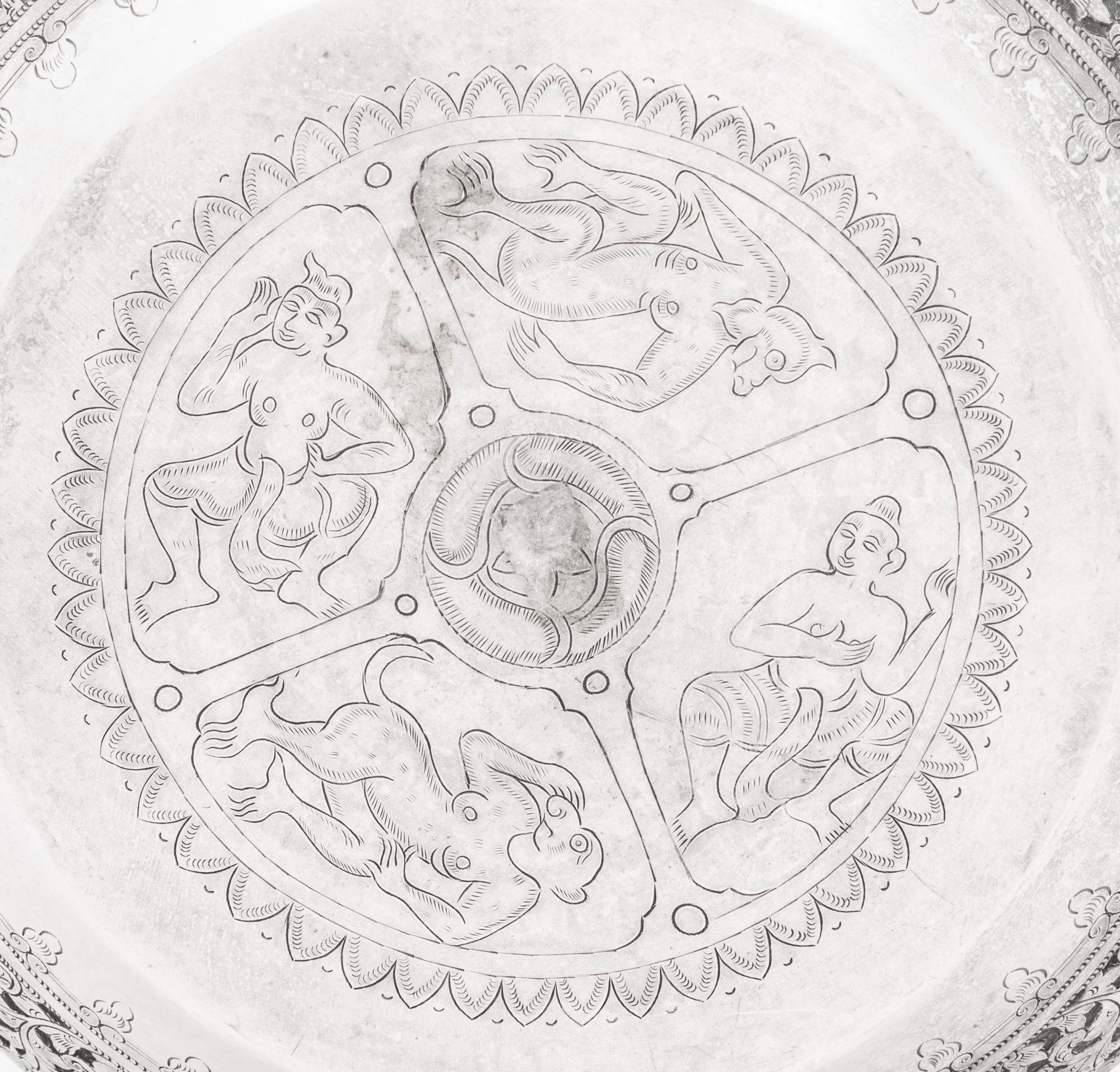 A Large Burmese Silver Bowl