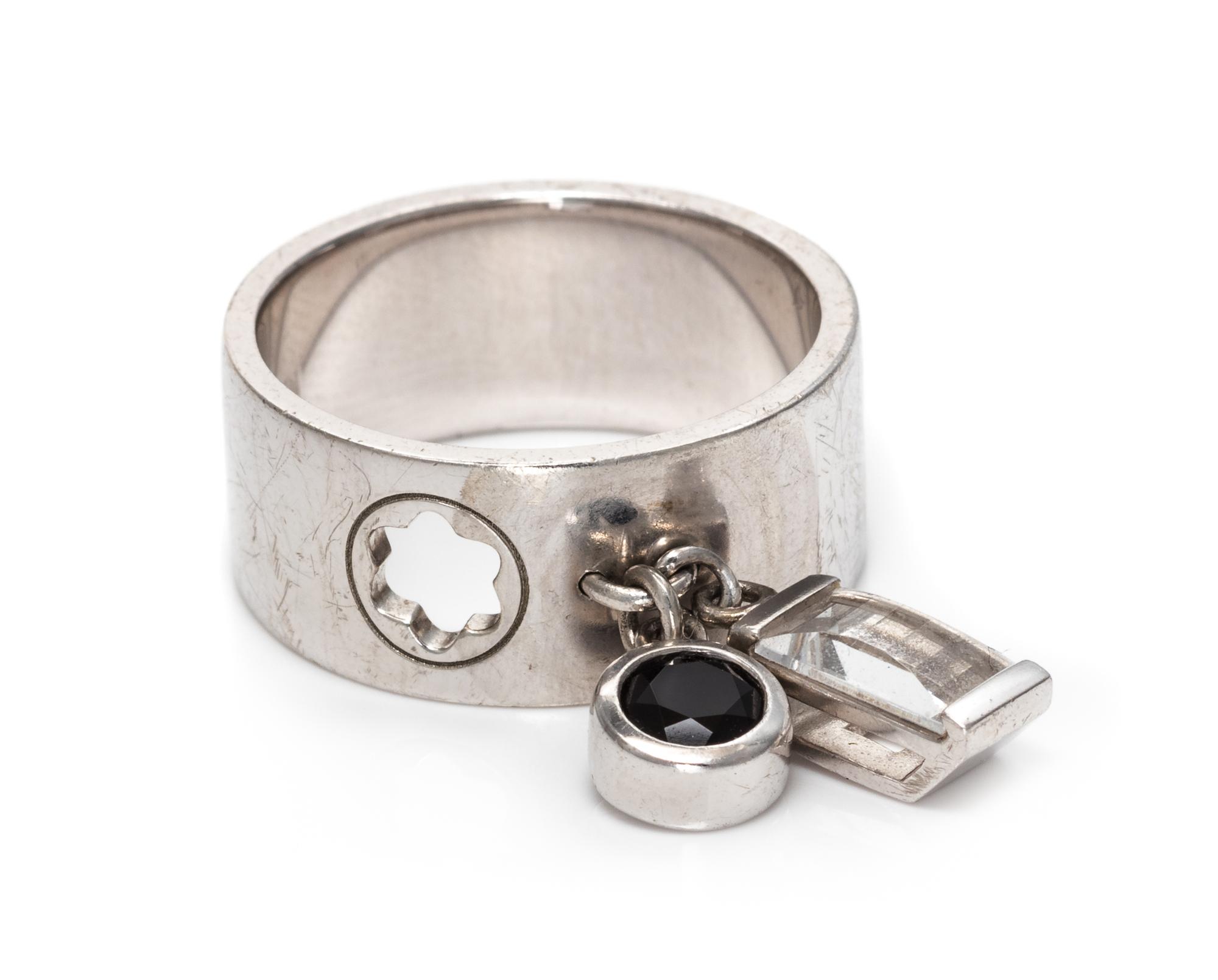 A Sterling Silver, Black Diamond and Rock Crystal Ring, Montblanc, 6.40 dwts.