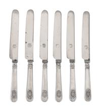 A Set of Six Russian Silver Dinner Knives