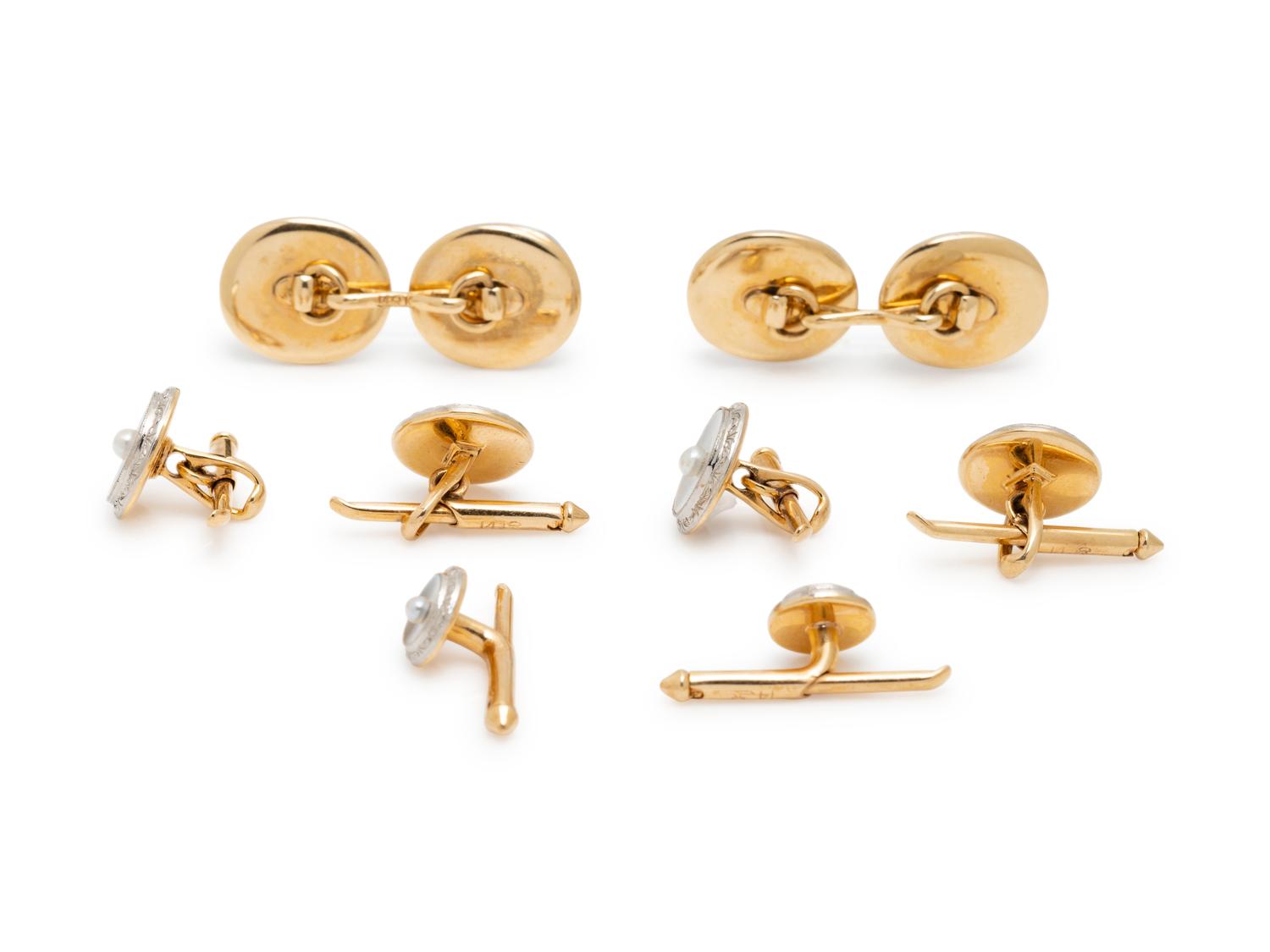 LARTER & SONS, MOTHER-OF-PEARL AND SEED PEARL DRESS SET