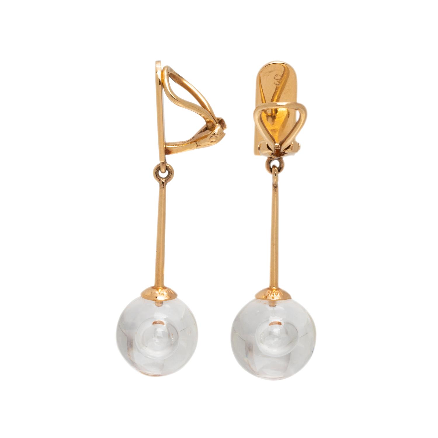 STEUBEN, YELLOW GOLD AND GLASS SET