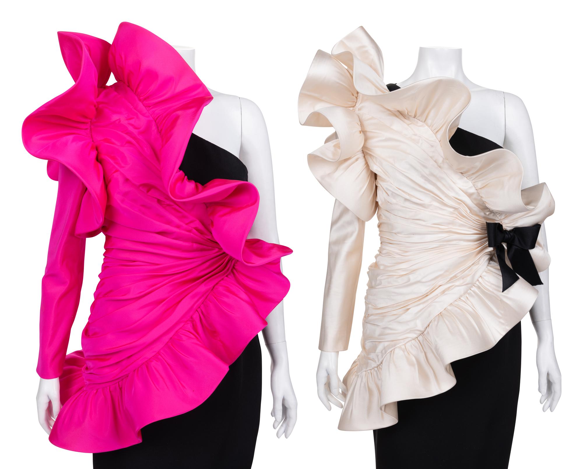 Pierre Cardin Haute Couture Black Dress with Two Ruffled Jackets1980-90s