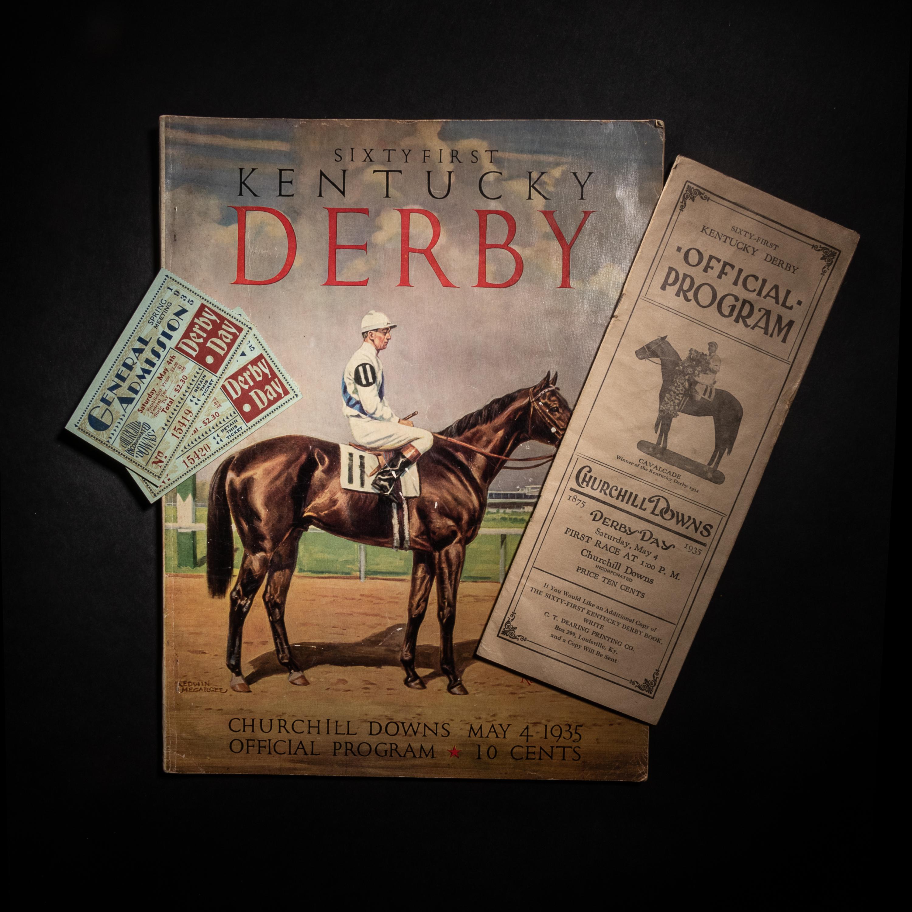 A Group of 1935 Kentucky Derby On Site Churchill Downs Items from First Triple Crown Win of Omaha (Including Program, Tickets),
