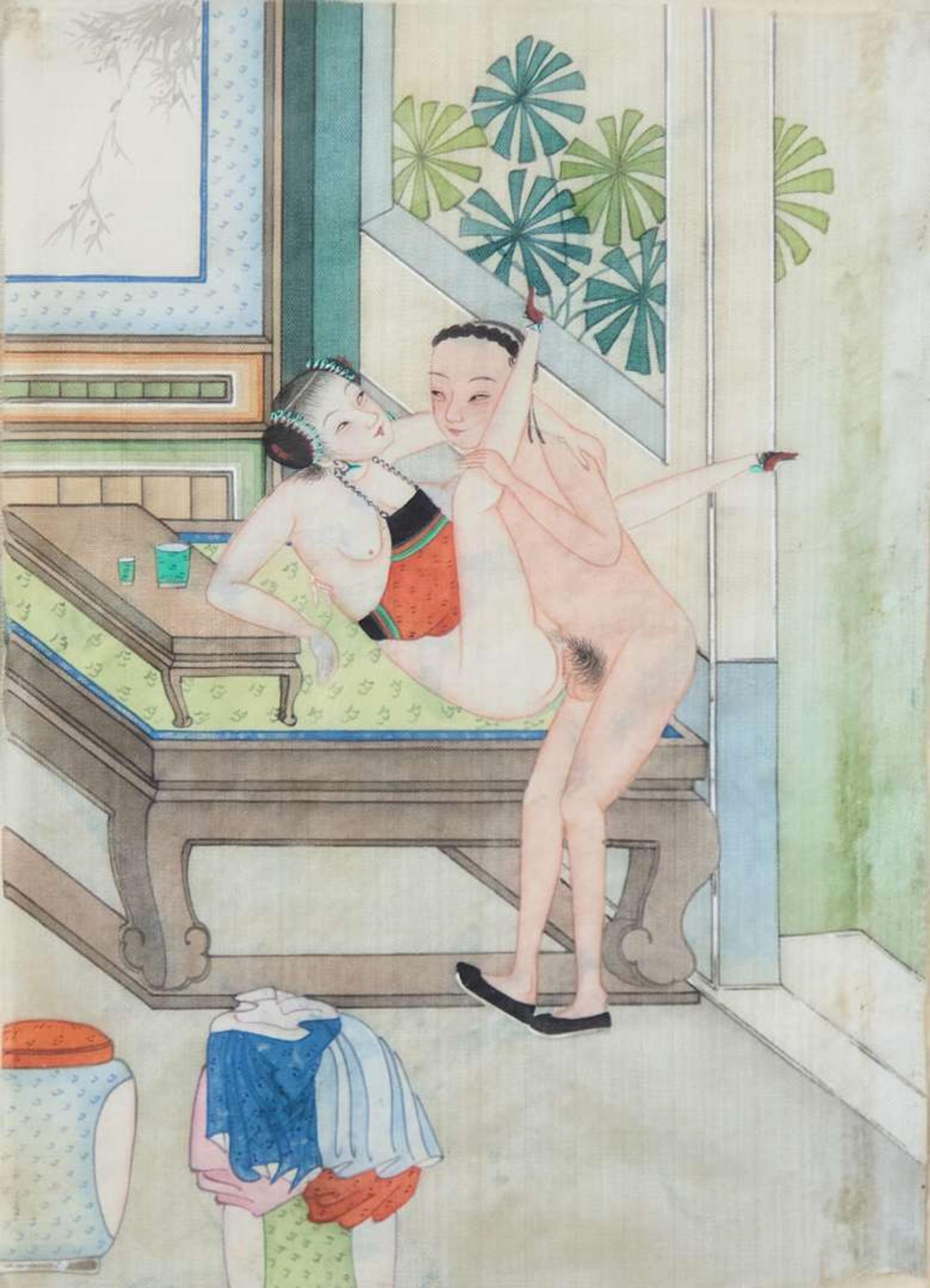 A set of twelve Chinese erotic album leaves, late Qing dynasty to Republic period 春宮圖一組十二幅 晚清至民國
