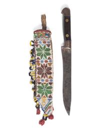 Great Lakes Loom Beaded Hide Knife Sheath, with Knife