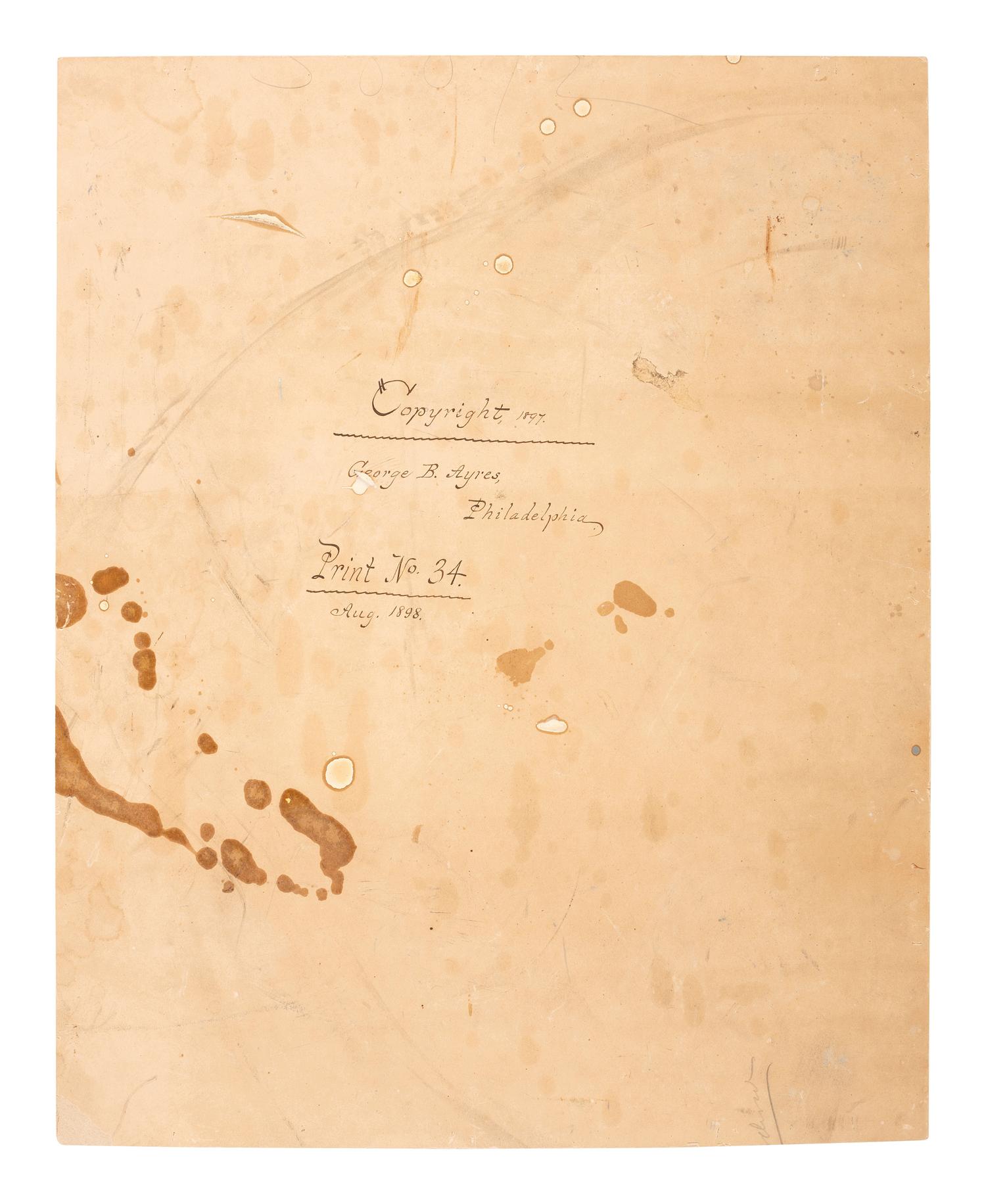 Abraham Lincoln [LINCOLN, Abraham (1809-1865)]. HESLER, Alexander (1823-1895), photographer. Mammoth plate platinum photograph of Abraham Lincoln. George B. Ayres, printer, 1897.