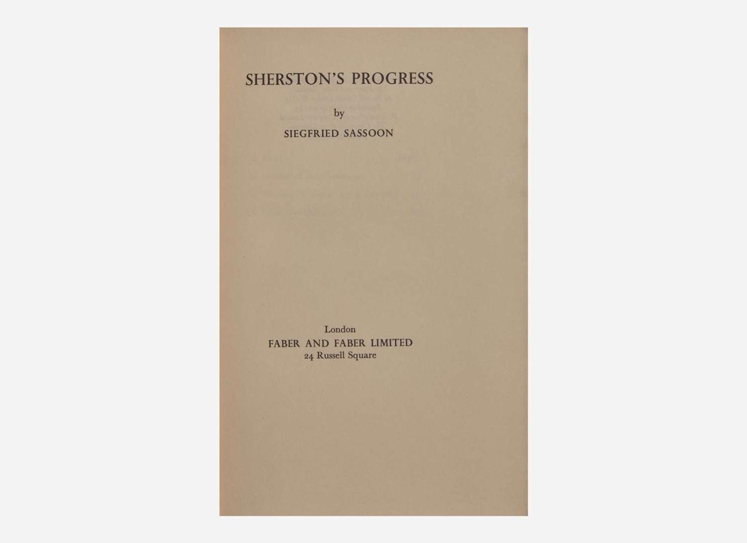 [Literature] Sassoon, Siegfried: The Sherston Trilogy
