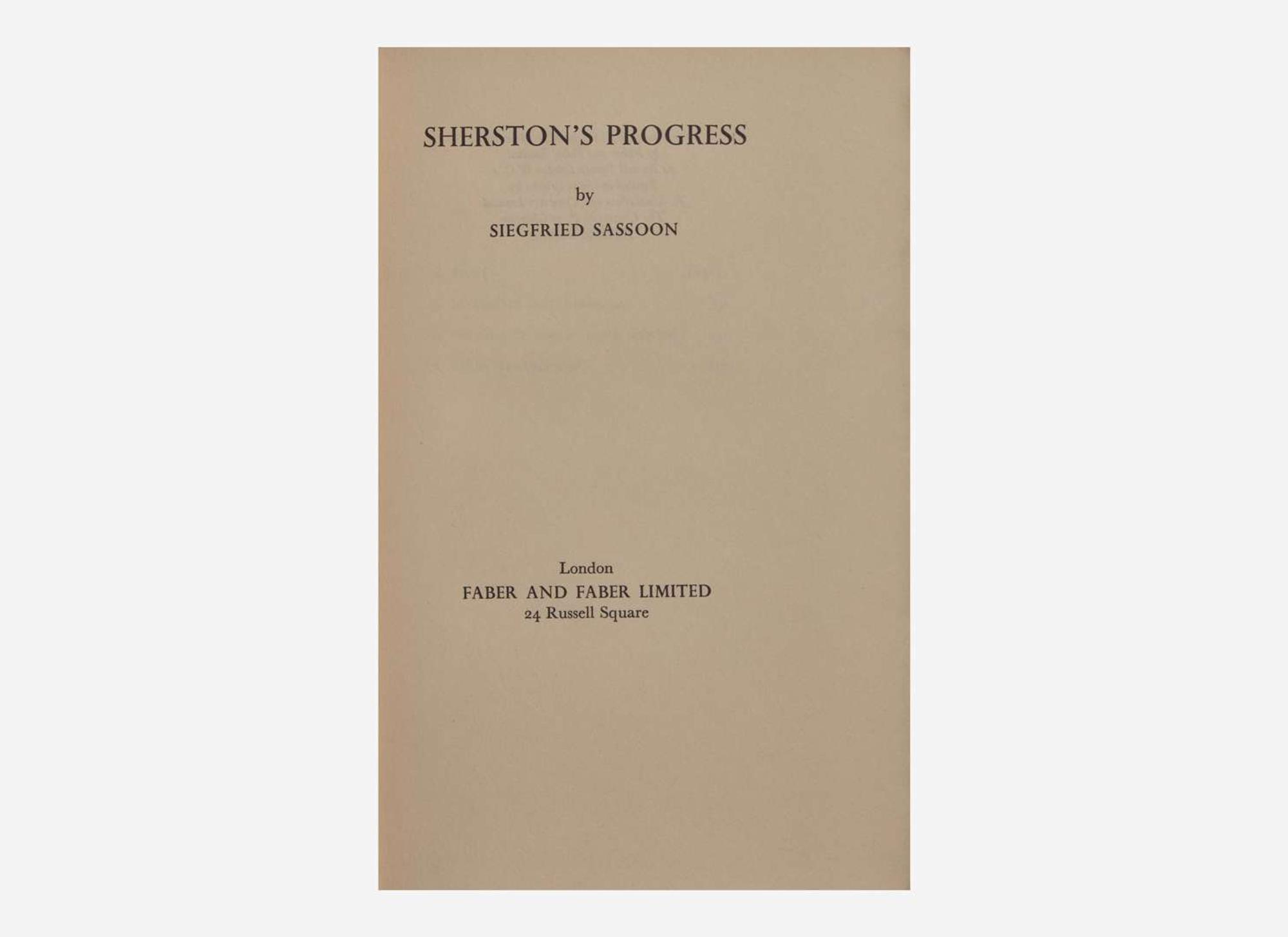 [Literature] Sassoon, Siegfried: The Sherston Trilogy