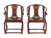 A Pair of Chinese Huanghuali Chair and Side Stand