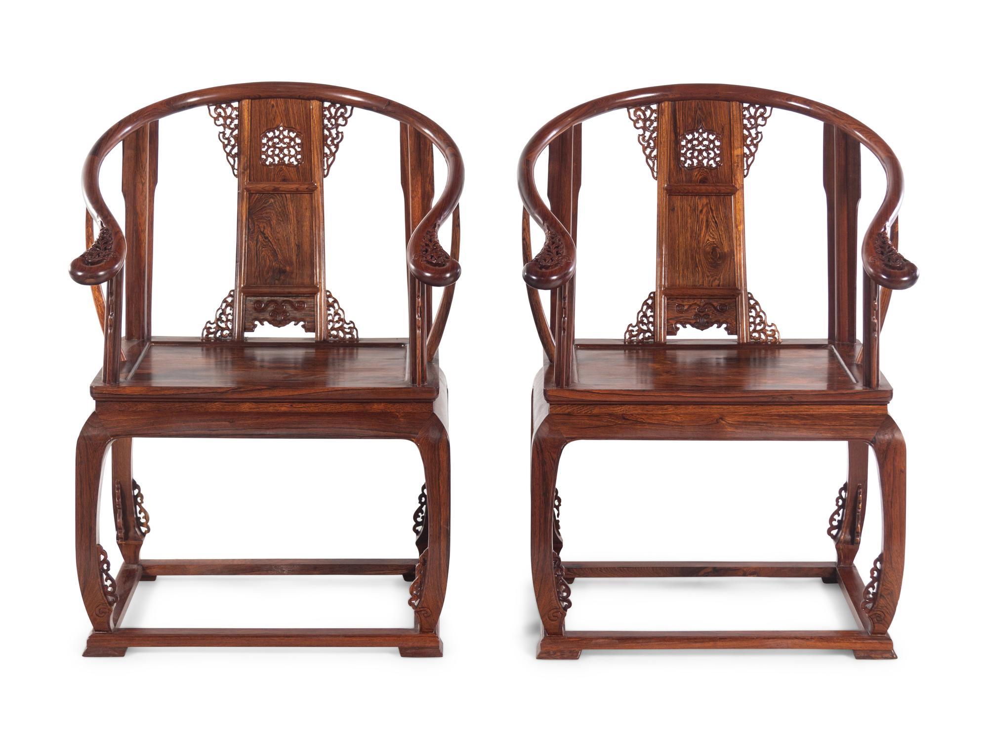 A Pair of Chinese Huanghuali Chair and Side Stand