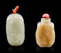Two Celadon Jade Snuff Bottles