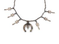 Cast Silver Isleta Cross and Naja Necklace