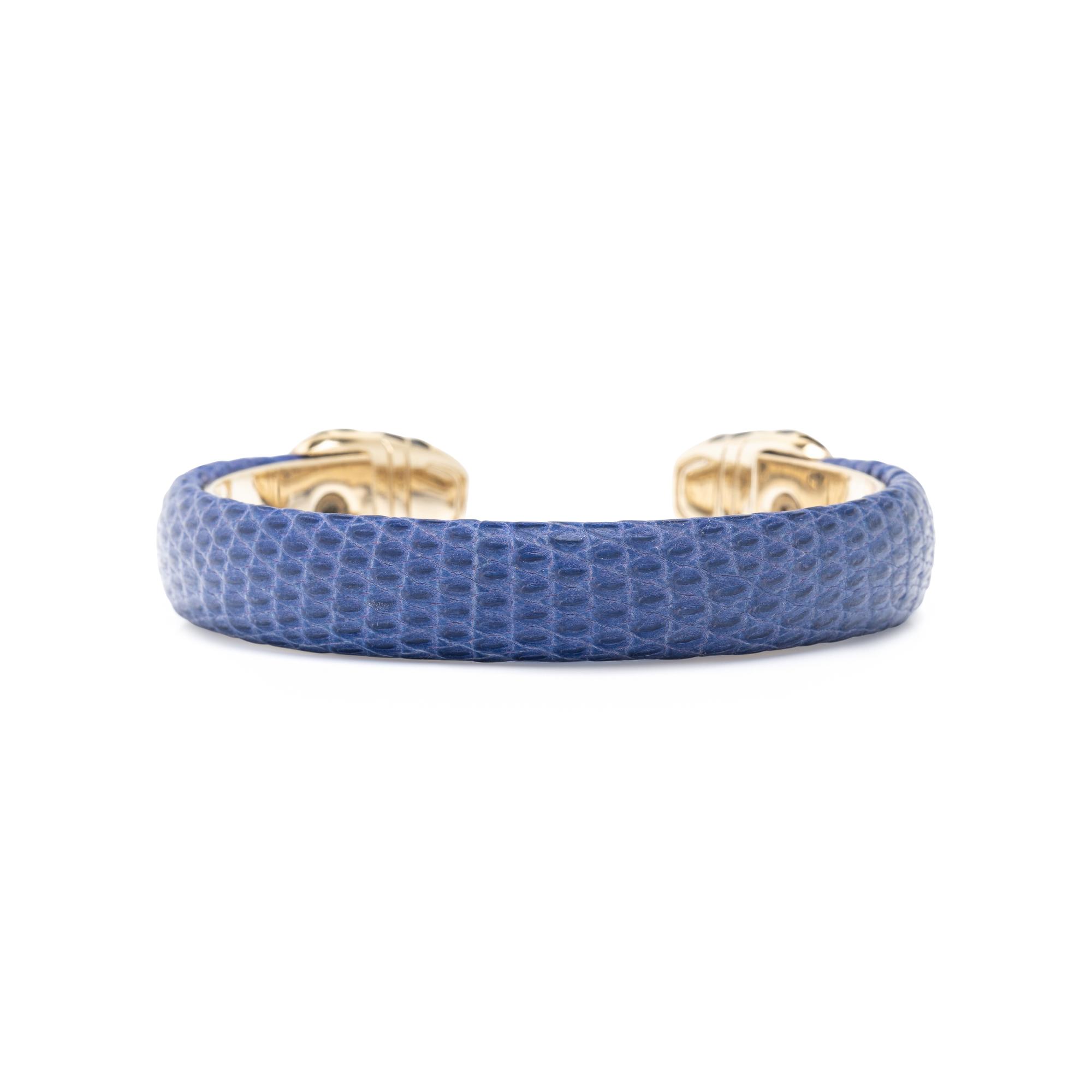 Bulgari, 'Serpenti Forever', Enamel and Leather Cuff Bracelet