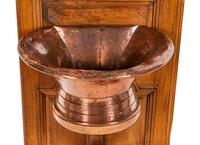 A French Copper Lavabo and Basin Mounted to a Walnut Cabinet Door