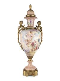 A Large Gilt Bronze Mounted Sèvres Style Porcelain Urn