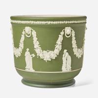 A Large Wedgwood Olive Green Dip Jasperware Jardiniere UK, circa 1900
